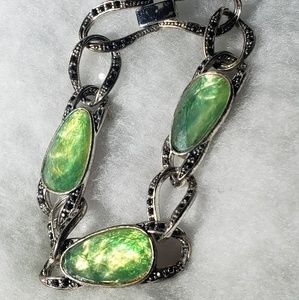 Liz Claiborne Silver Tone Green Bracelet